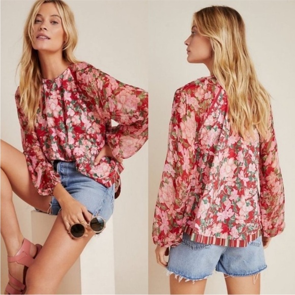 Anthropologie Tops - Anthropologie Nikita Christine Rose Floral Blouse | Size Medium 6 8 10